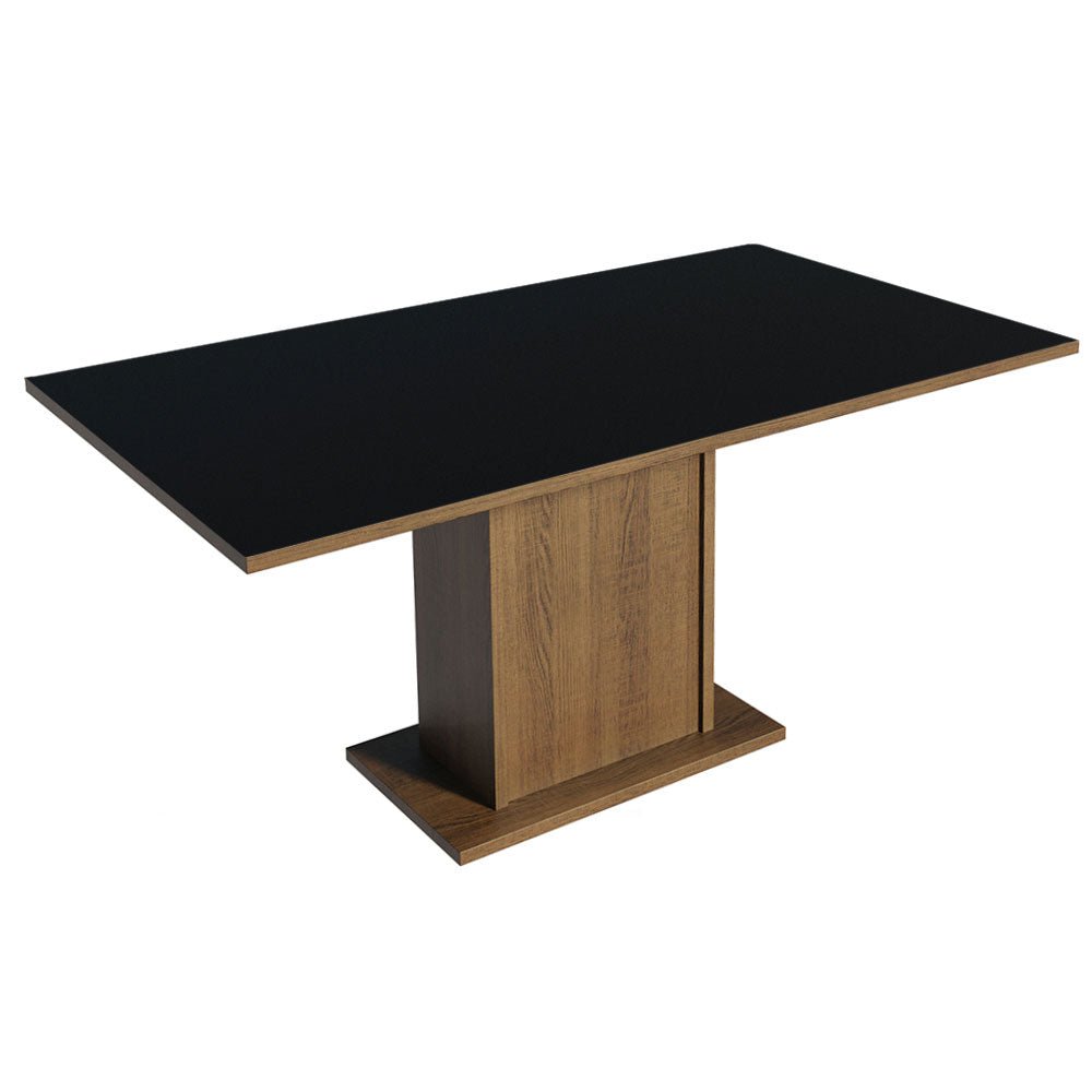 Combo Comedor y Sillas Renata Marron con Negro y Plata 160x79cm Cuadrado de Seis Puestos con Seis Sillas - COMEDORES | Bylmo