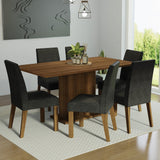 Combo Comedor y Sillas Renata Marron Oxford 160x79cm Cuadrado de Seis Puestos con Seis Sillas - COMEDORES | Bylmo
