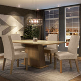 Combo Comedor y Sillas Sabrina Marron y Crema 160x79cm Cuadrado de Cuatro Puestos con Cuatro Sillas - COMEDORES | Bylmo