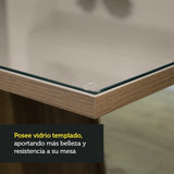 Combo Comedor y Sillas Sabrina Marron y Crema 160x79cm Cuadrado de Cuatro Puestos con Cuatro Sillas - COMEDORES | Bylmo