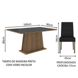 Combo Comedor y Sillas Sabrina Marron y Negro Oxford 160x80cm Cuadrado de Cuatro Puestos con Cuatro Sillas - COMEDORES | Bylmo