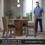 Combo Comedor y Sillas Samara Marron con Crema y Negro 90x78cm Cuadrado de Cuatro Puestos con Cuatro Sillas - COMEDORES | Bylmo