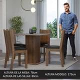 Combo Comedor y Sillas Samara Marron y Gris 90x78cm Cuadrado de Cuatro Puestos con Cuatro Sillas - COMEDORES | Bylmo