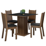 Combo Comedor y Sillas Samara Marron y Negro 90x78cm Cuadrado de Cuatro Puestos con Cuatro Sillas - COMEDORES | Bylmo