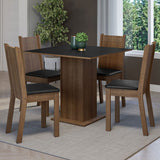 Combo Comedor y Sillas Samara Marron y Negro 90x78cm Cuadrado de Cuatro Puestos con Cuatro Sillas - COMEDORES | Bylmo