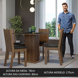 Combo Comedor y Sillas Samara Marron y Negro 90x78cm Cuadrado de Cuatro Puestos con Cuatro Sillas - COMEDORES | Bylmo