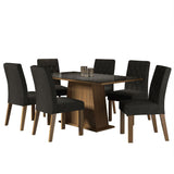 Combo Comedor y Sillas Stéfani Marron y Negro Oxford 160x80cm Cuadrado de Seis Puestos con Seis Sillas - COMEDORES | Bylmo