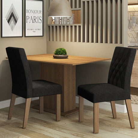 Combo Comedor y Sillas Tainá Marron Oxford 104x78cm Cuadrado de Dos Puestos con Dos Sillas - COMEDORES | Bylmo