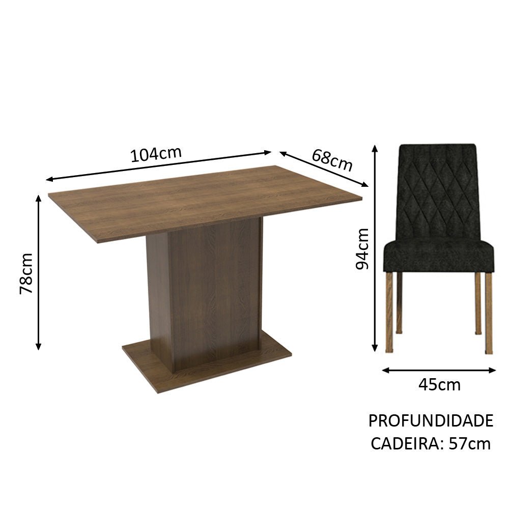 Combo Comedor y Sillas Tainá Marron Oxford 104x78cm Cuadrado de Dos Puestos con Dos Sillas - COMEDORES | Bylmo