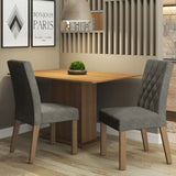 Combo Comedor y Sillas Tainá Marron y Plata 104x78cm Cuadrado de Dos Puestos con Dos Sillas - COMEDORES | Bylmo