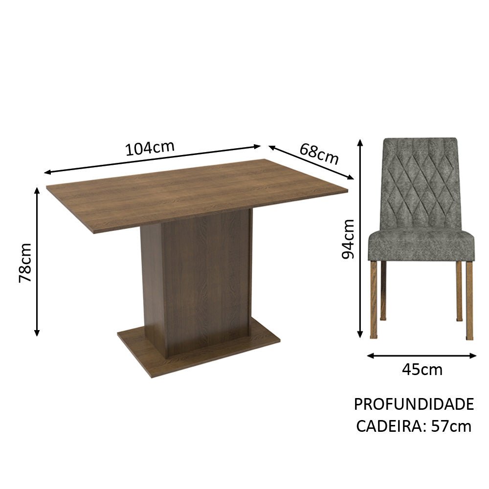 Combo Comedor y Sillas Tainá Marron y Plata 104x78cm Cuadrado de Dos Puestos con Dos Sillas - COMEDORES | Bylmo