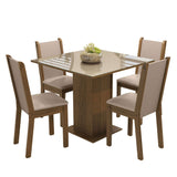Combo Comedor y Sillas Tifani Marron con Crema y Beige 90x78cm Cuadrado de Cuatro Puestos con Cuatro Sillas - COMEDORES | Bylmo