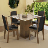 Combo Comedor y Sillas Tifani Marron con Crema y Negro 90x78cm Cuadrado de Cuatro Puestos con Cuatro Sillas - COMEDORES | Bylmo
