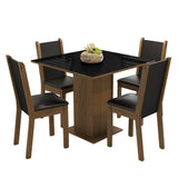 Combo Comedor y Sillas Tifani Marron y Negro 90x78cm Cuadrado de Cuatro Puestos con Cuatro Sillas - COMEDORES | Bylmo
