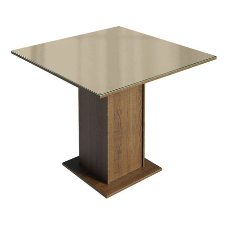 Comedor Marron y Crema 90x78cm Cuadrado de Cuatro Puestos Sin Sillas - COMEDORES | Bylmo