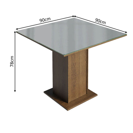 Comedor Marron y Gris 90x78cm Cuadrado de Cuatro Puestos Sin Sillas - COMEDORES | Bylmo