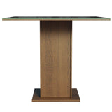Comedor Marron y Negro 90x78cm Cuadrado de Cuatro Puesto Sin Sillas y con Encimera con Vidrio - COMEDORES | Bylmo