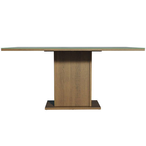 Comedor Marron Y Gris 160x79cm Rectangular De Un Puesto Sin Sillas Y Encimera Con Vidrio