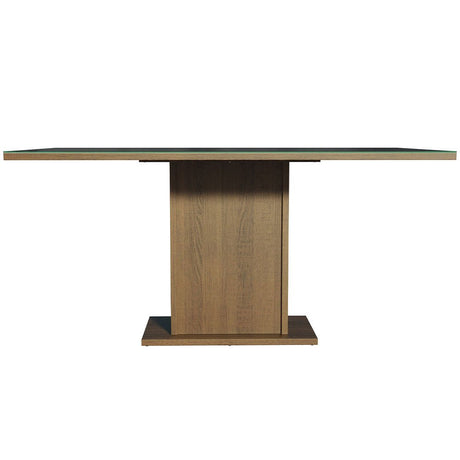 Comedor Marron y Negro 160x80cm Rectangular de Seis Puestos Sin Sillas y con Encimera de Vidrio - COMEDORES | Bylmo