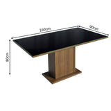 Comedor Marron y Negro 160x80cm Rectangular de Seis Puestos Sin Sillas y con Encimera de Vidrio - COMEDORES | Bylmo