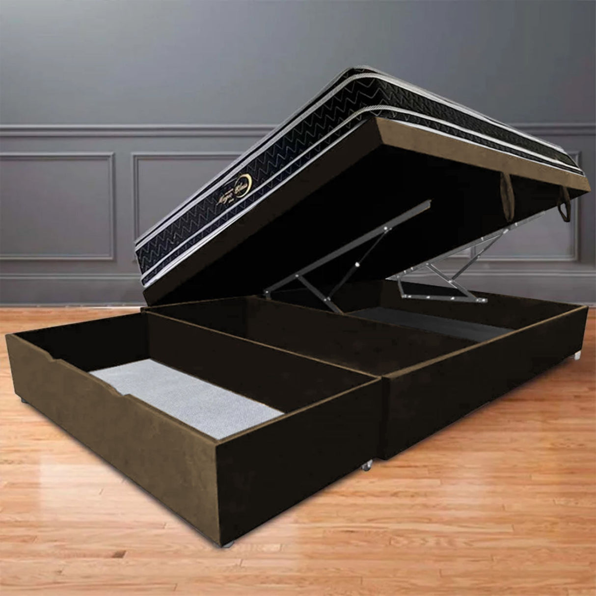 Cama Baúl Sall Cafe 100x43Cm Para Cochón Sencillo 100 X 190 Cm Con Cajones - CAMAS | Bylmo