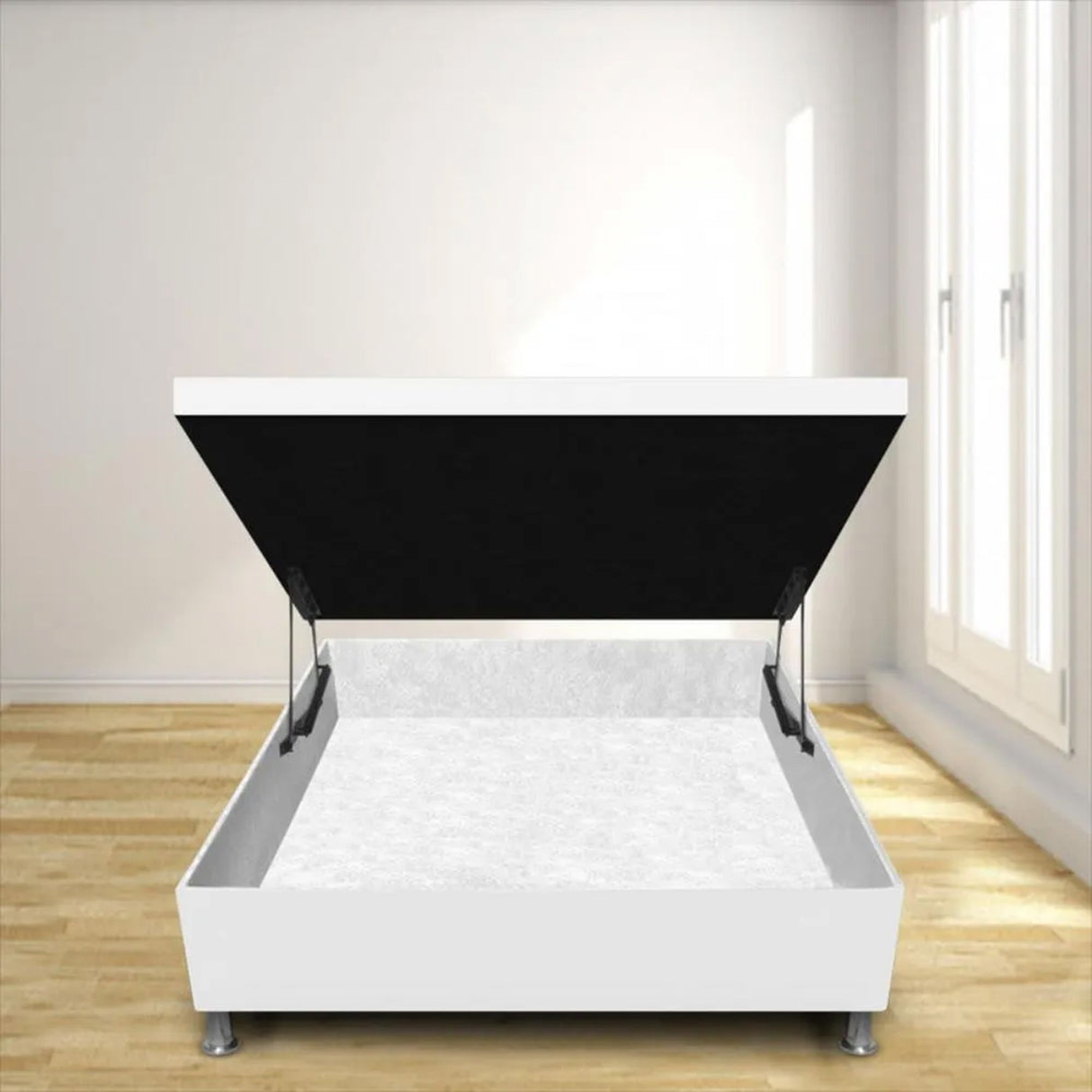 Cama Baúl Blanco 90x43Cm Para Cochón Sencillo 90 X 190 Cm De Apertura Vertical - CAMAS | Bylmo