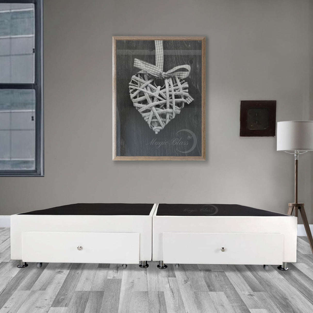 Base Cama Dividida Blanco 140x40Cm Para Cochón Dividida Doble 140 X 190 Cm Con Cajones - CAMAS | Bylmo