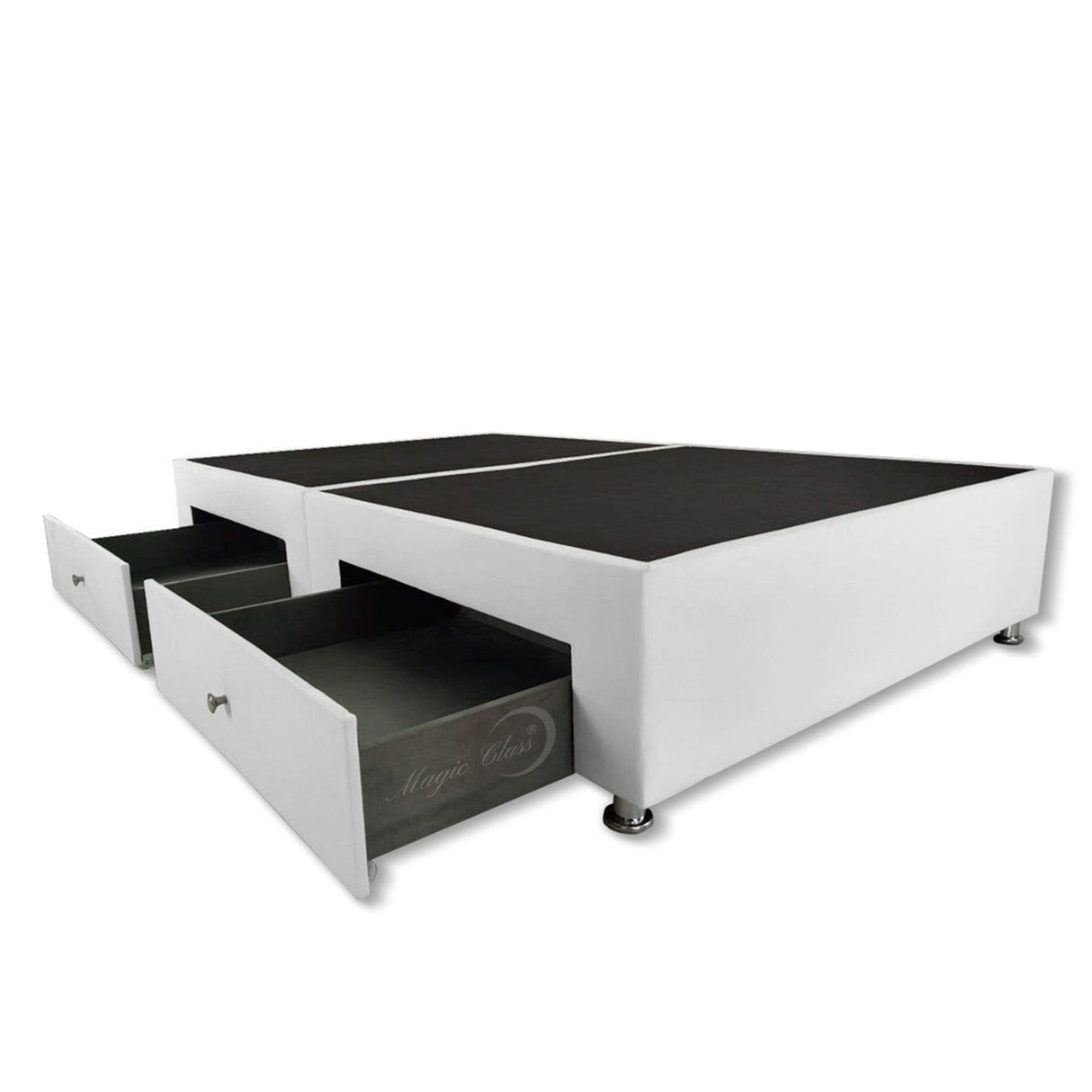 Base Cama Dividida Blanco 160x40Cm Para Cochón Dividida Queen 160 X 190 Cm Con Cajones - CAMAS | Bylmo