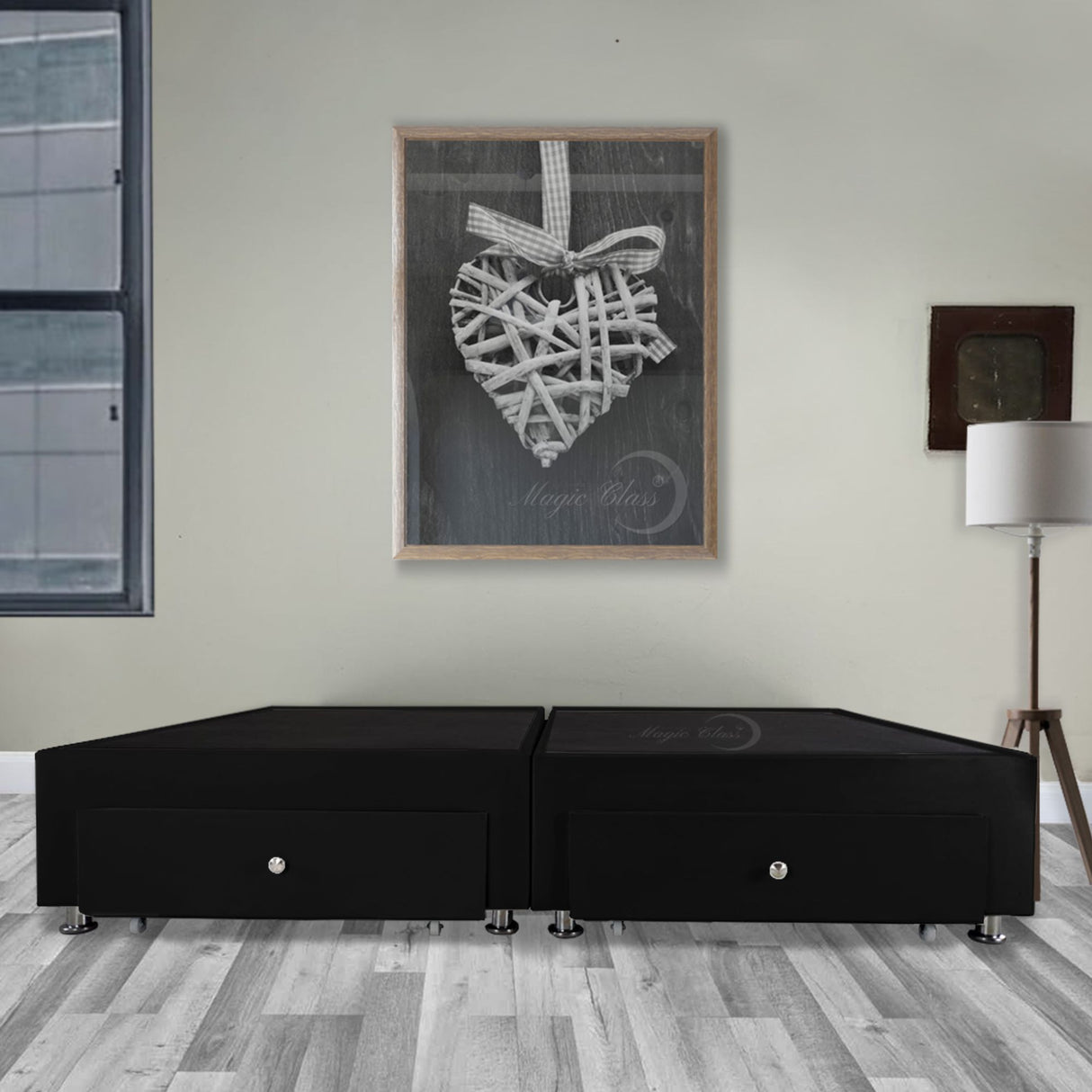 Base Cama Dividida Negro 160x40Cm Para Cochón Dividida Queen 160 X 190 Cm Con Cajones - CAMAS | Bylmo