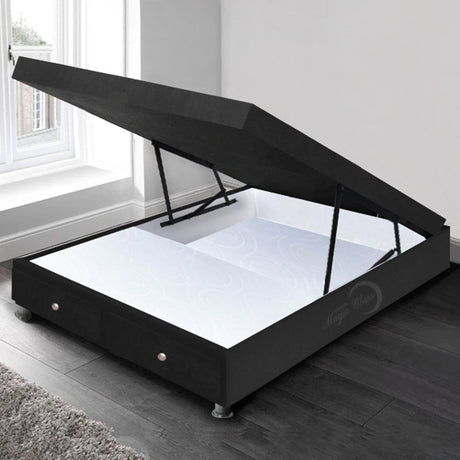 Cama Baúl Negro 90x43Cm Para Cochón Sencillo 90 X 190 Cm con Cajones - CAMAS | Bylmo