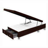 Cama Baúl Cafe 120x43Cm Para Cochón Semidoble 120 X 190 Cm con Cajones - CAMAS | Bylmo