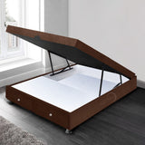 Cama Baúl Cafe 120x43Cm Para Cochón Semidoble 120 X 190 Cm con Cajones - CAMAS | Bylmo