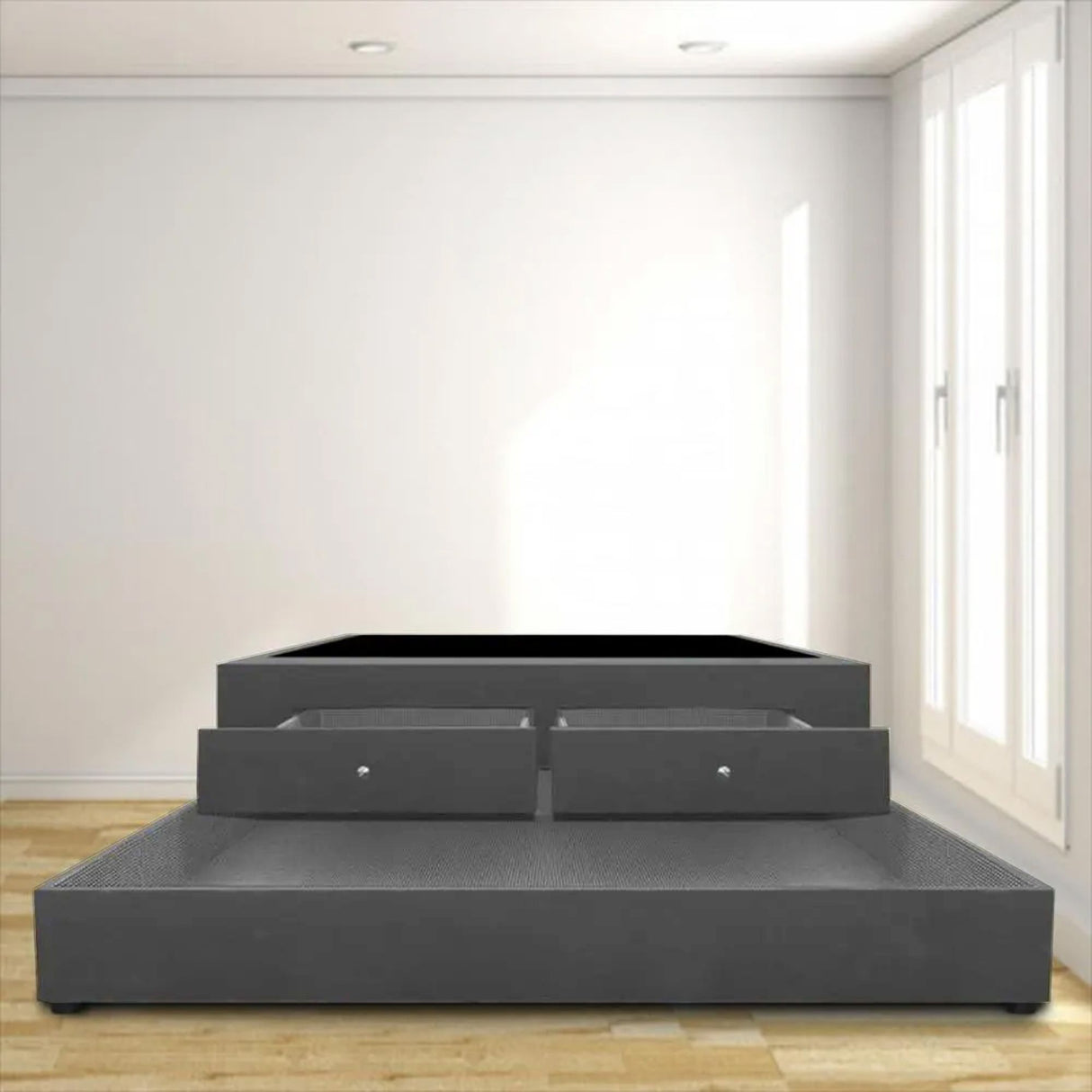 Cama Nido Gris 120x60Cm Para Cochón Semidoble 120 X 190 Cm Con Baúl y Cajones - CAMAS | Bylmo