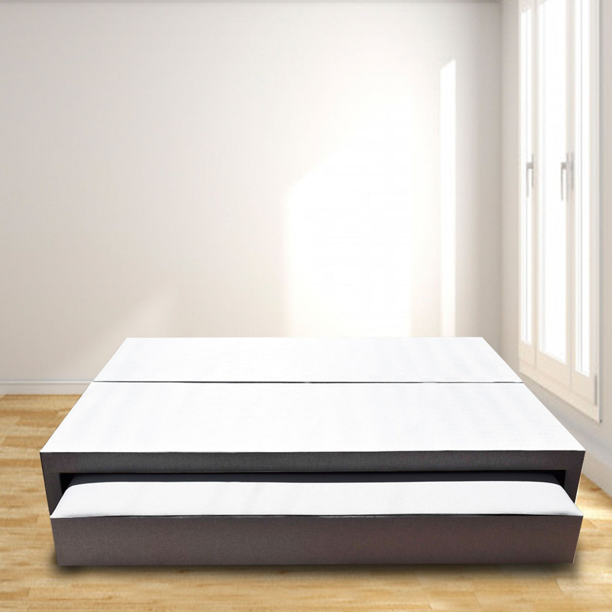 Cama Nido Dividida Gris 160x40Cm Para Cochón Queen 160 X 190 Cm - CAMAS | Bylmo