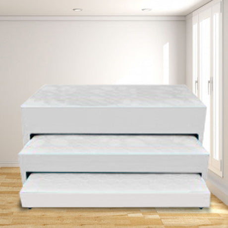 Cama Nido Dividida Blanco 90x68Cm Para Cochón Sencillo 90 X 190 Cm De Tres Niveles con Colchón Superior Incorporado - CAMAS | Bylmo