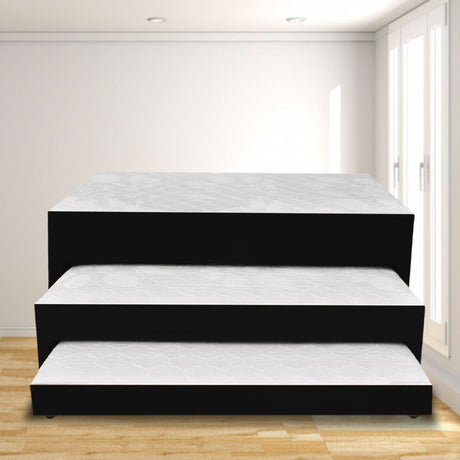 Cama Nido Dividida Negro 120x68Cm Para Cochón Semidoble 120 X 190 Cm De Tres Niveles con Colchón Superior Incorporado - CAMAS | Bylmo