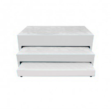 Cama Nido Dividida Blanco 140x68Cm Para Cochón Doble 140 X 190 Cm De Tres Niveles con Colchón Superior Incorporado - CAMAS | Bylmo