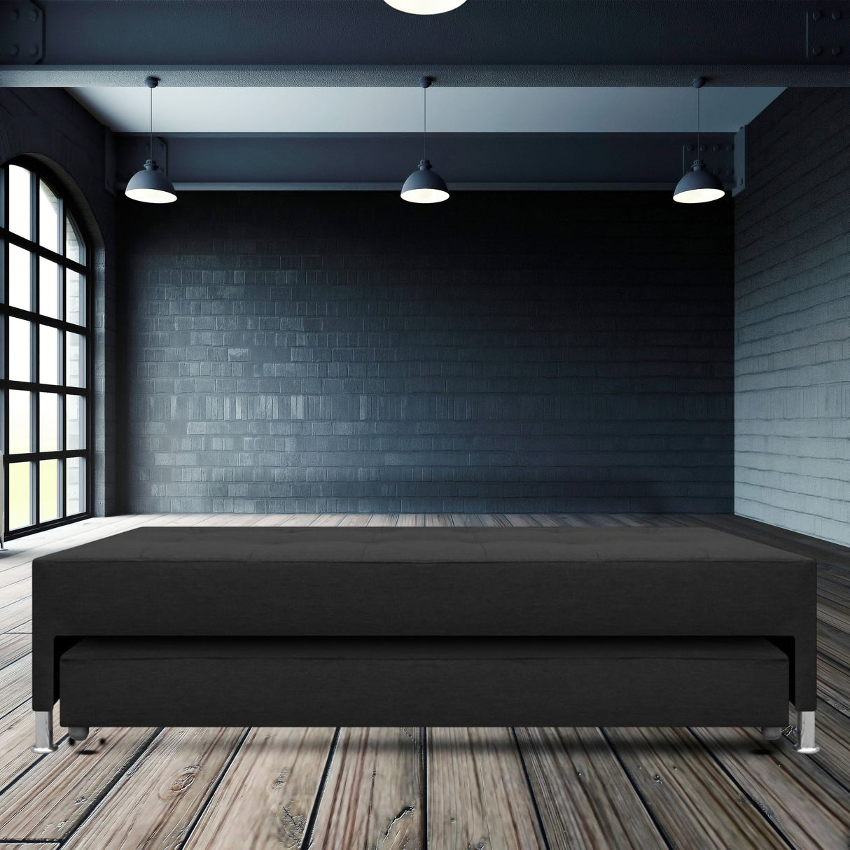 Cama Nido Duplex Jafar Negro 90x48Cm Para Cochón Sencillo 90 X 190 Cm con Colchones Incorporados - CAMAS | Bylmo
