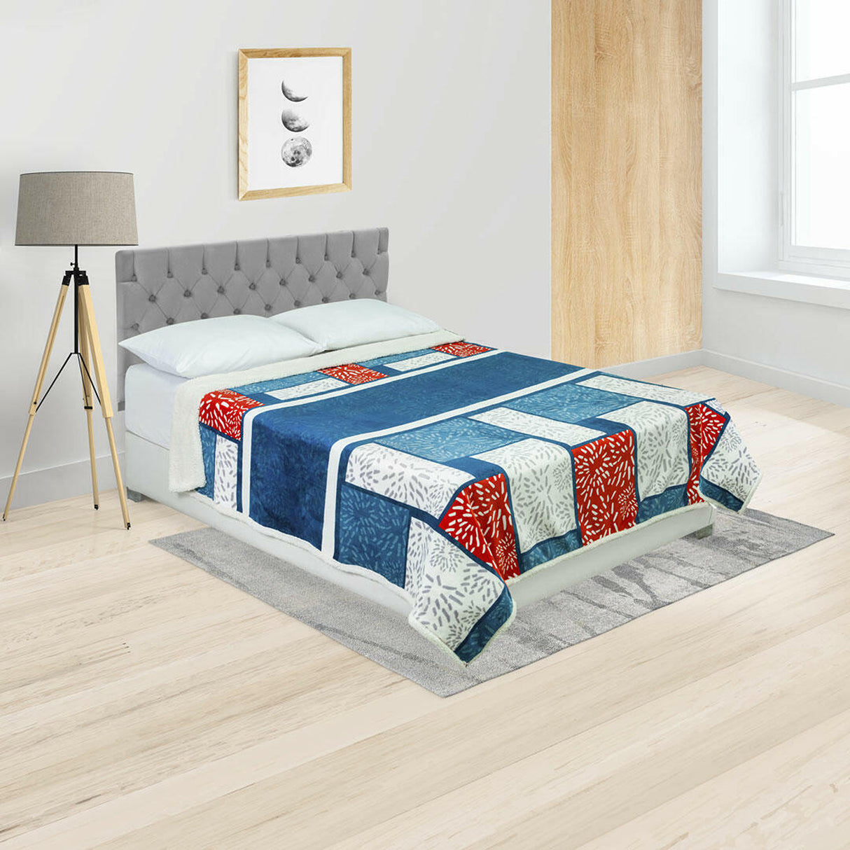Cobija Ovejera Azul 180x250cm Cuadros Y Rectangulos Extrasuave - COBIJAS Y MANTAS | Bylmo