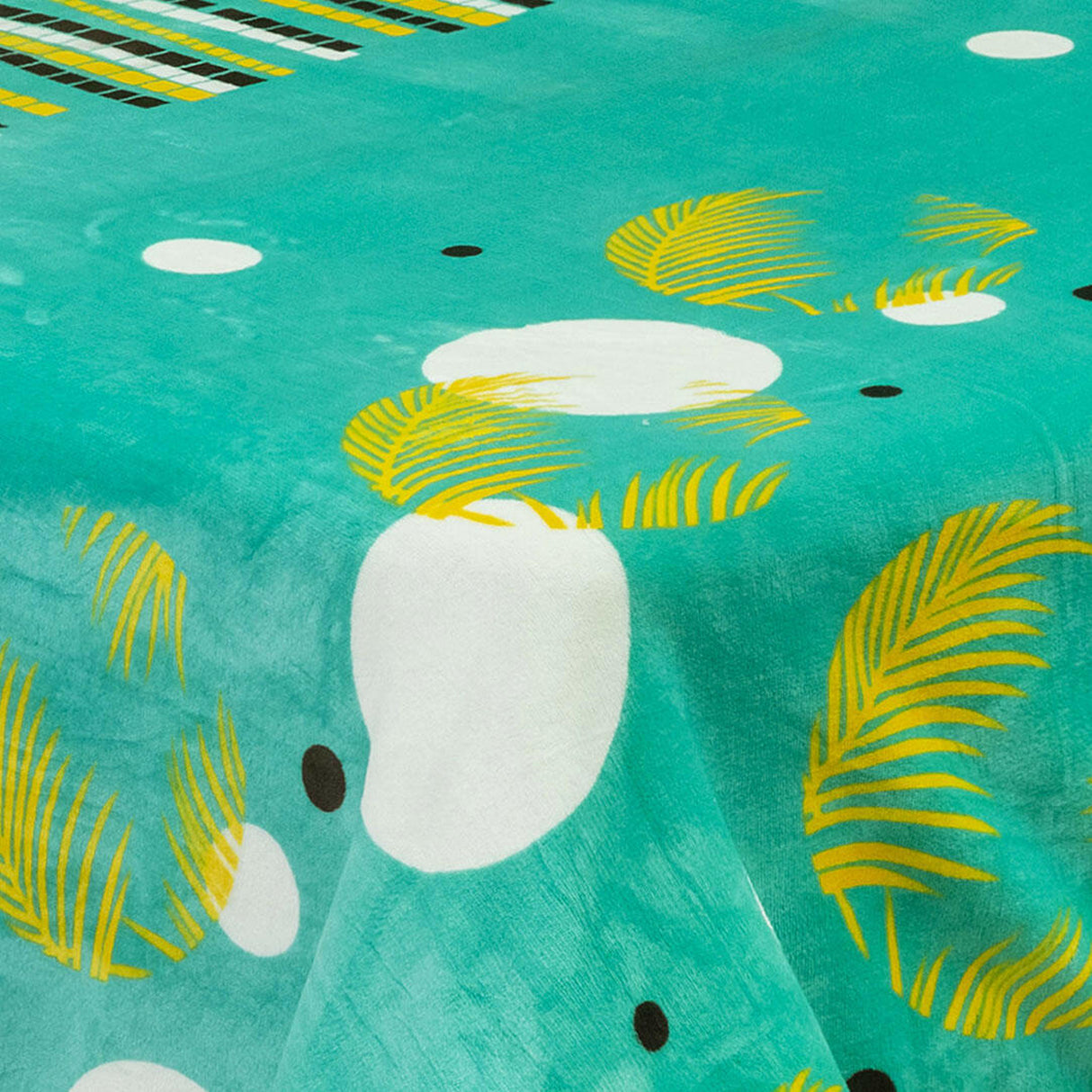 Cobija Ovejera Verde Azul 180x250cm Hojas De Palma Extrasuave - COBIJAS Y MANTAS | Bylmo