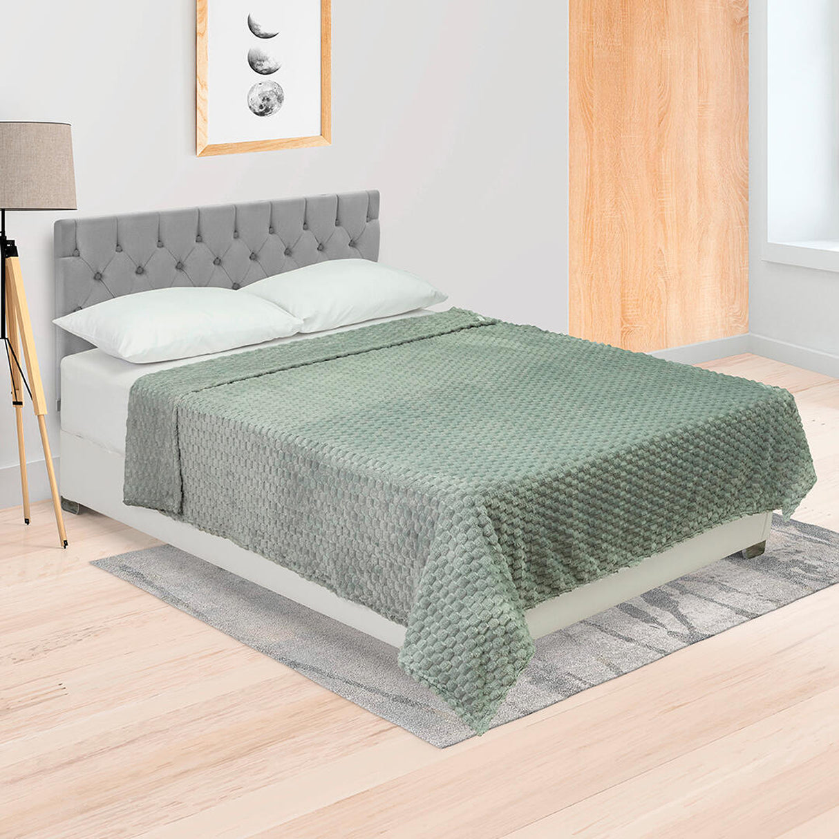 Cobija Texture Gris Claro 180x200cm Fondo Entero Extrasuave - COBIJAS Y MANTAS | Bylmo