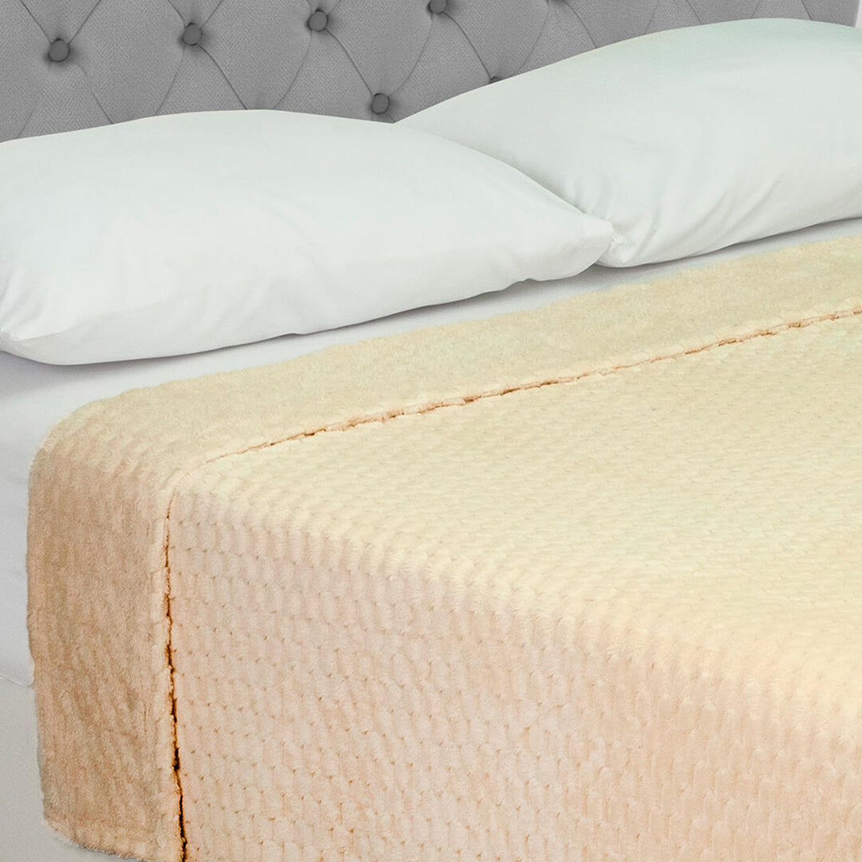 Cobija Texture Beige 180x200cm Fondo Entero Extrasuave - COBIJAS Y MANTAS | Bylmo