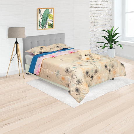 Cubrelecho Súper Acolchado Crema 140x190cm Doble Faz Superacolchado de Flores - TENDIDOS Y CUBRELECHOS | Bylmo