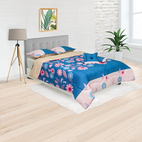 Cubrelecho Súper Acolchado Crema 140x190cm Doble Faz Superacolchado de Flores - TENDIDOS Y CUBRELECHOS | Bylmo