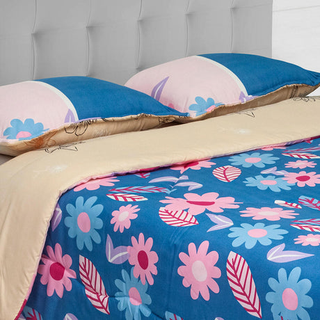 Cubrelecho Súper Acolchado Crema 140x190cm Doble Faz Superacolchado de Flores - TENDIDOS Y CUBRELECHOS | Bylmo