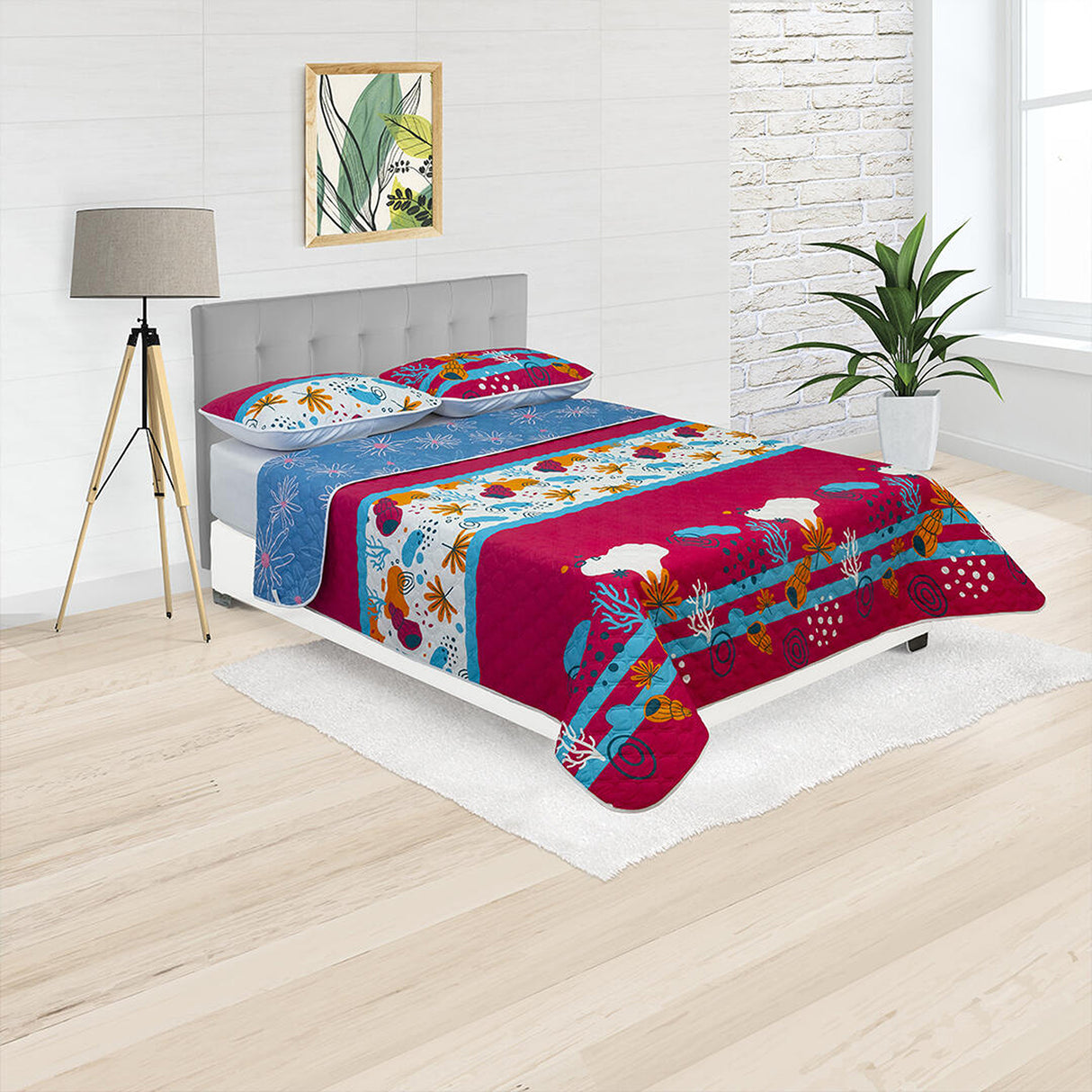 Cubrelecho Termosellado Fucsia 140x190cm Doble Faz de Oceano - TENDIDOS Y CUBRELECHOS | Bylmo