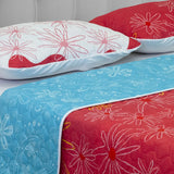 Cubrelecho Termosellado Coral y Blanco 140x190cm Doble Faz de Flores - TENDIDOS Y CUBRELECHOS | Bylmo