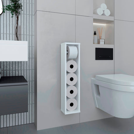 Organizador de Papel Higiénico Bali Blanco 16.6x71cm Flotante con Porta Rollo - OTROS MUEBLES PARA BANHO | Bylmo
