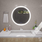 Espejo De Baño 80x80cm Redondo Con Luz De Superficie Led Touch