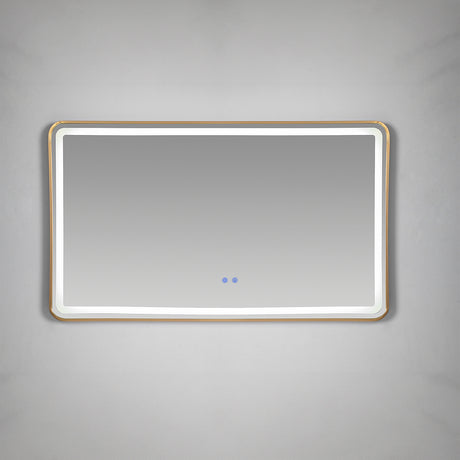 Espejo de Baño 120x70cm Rectangular con Marco Metalico Dorado y con Sistema Led Touch - ESPEJOS DE BANHO | Bylmo